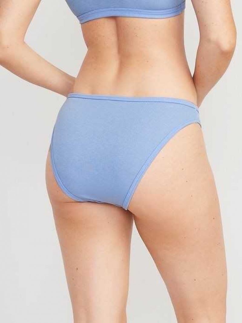 Old Navy High-Waisted French-Cut Rib-Knit Bikini Underwear Blue | TIM257638