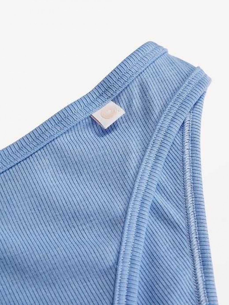 Old Navy High-Waisted French-Cut Rib-Knit Bikini Underwear Blue | TIM257638