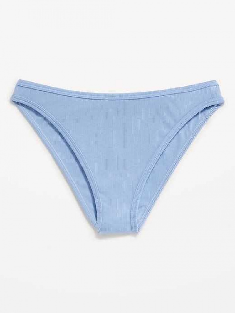 Old Navy High-Waisted French-Cut Rib-Knit Bikini Underwear Blue | TIM257638