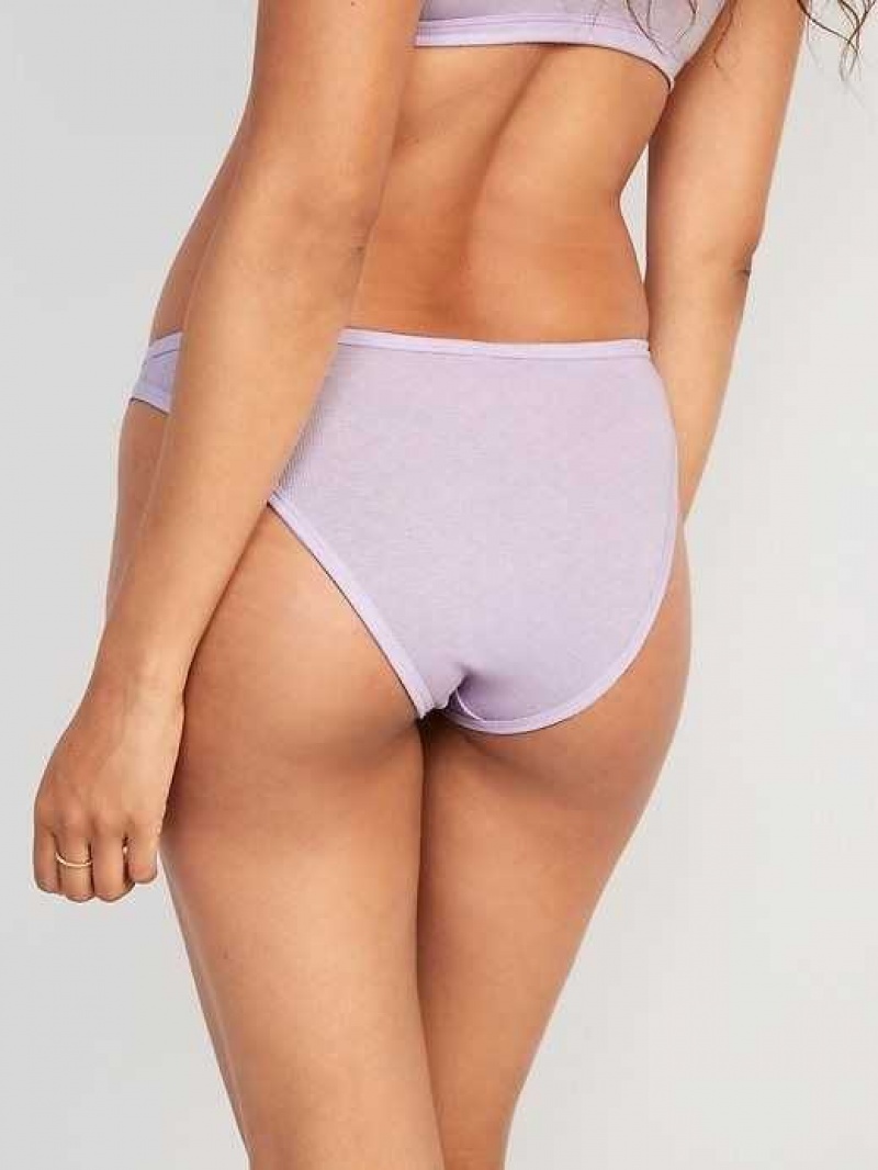 Old Navy High-Waisted French-Cut Rib-Knit Bikini Underwear Lavender | YCH983457