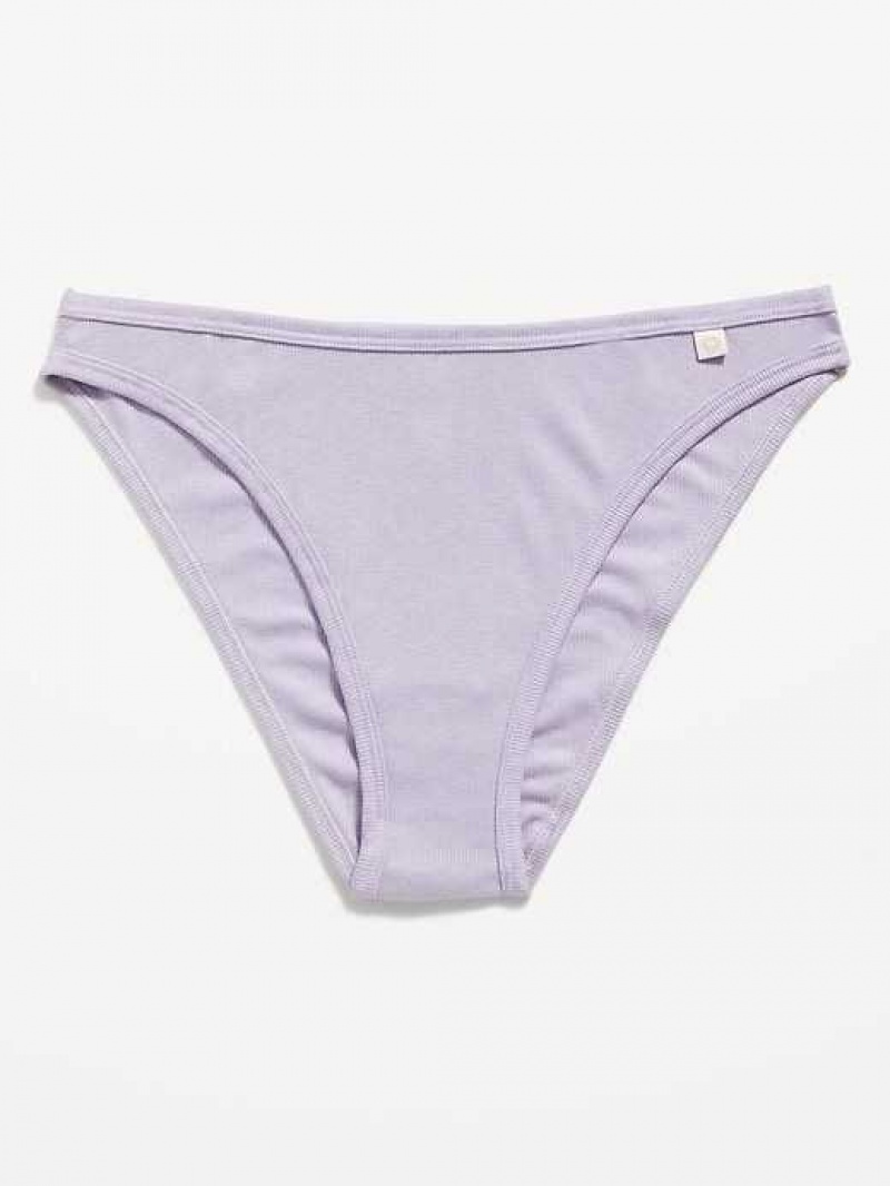 Old Navy High-Waisted French-Cut Rib-Knit Bikini Underwear Lavender | YCH983457