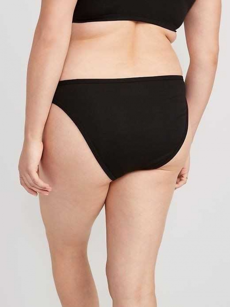 Old Navy High-Waisted French-Cut Rib-Knit Bikini Underwear Black | DXV605274