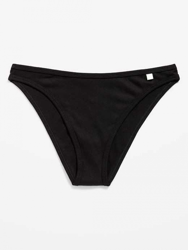 Old Navy High-Waisted French-Cut Rib-Knit Bikini Underwear Black | DXV605274