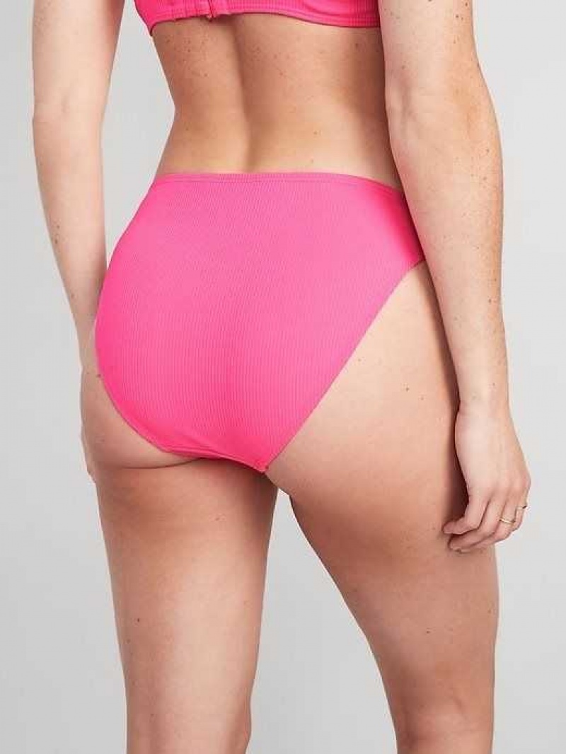 Old Navy High-Waisted French-Cut Ribbed Bikini Swim Bottoms Neon Petunia | MZN570614