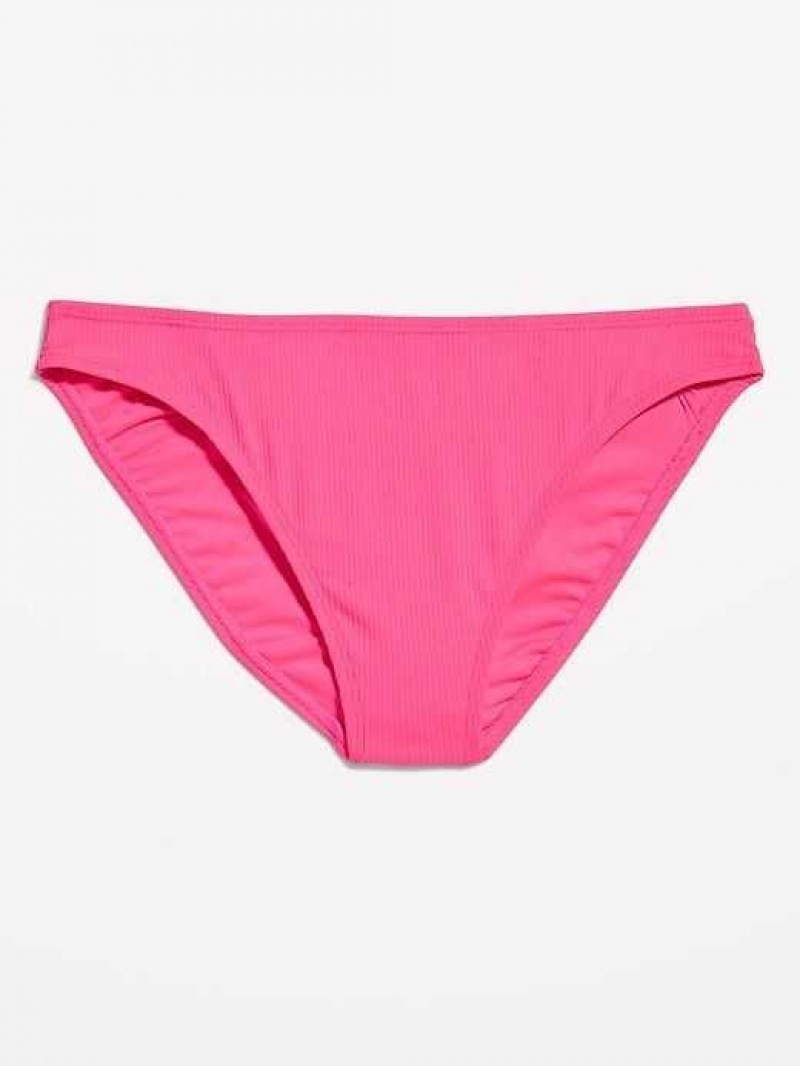 Old Navy High-Waisted French-Cut Ribbed Bikini Swim Bottoms Neon Petunia | MZN570614