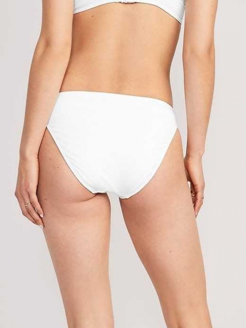 Old Navy High-Waisted French-Cut Ribbed Bikini Swim Bottoms White | AKV631584