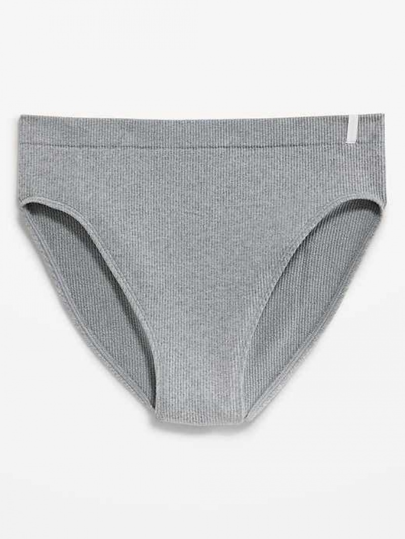 Old Navy High-Waisted French-Cut Seamless Rib-Knit Bikini Underwear Grey | VLZ074386