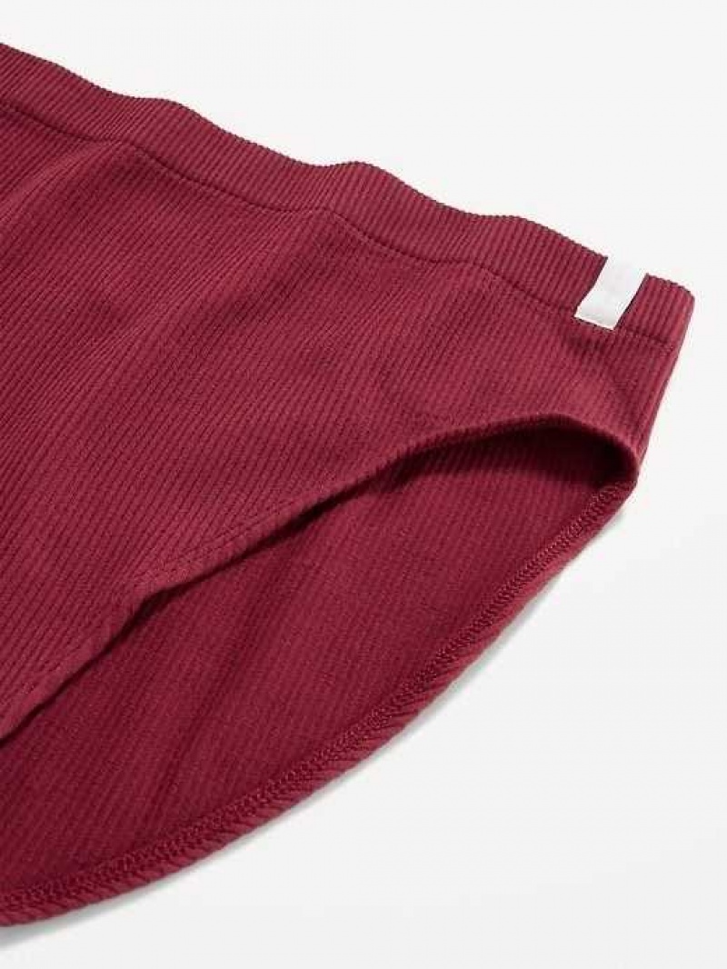 Old Navy High-Waisted French-Cut Seamless Rib-Knit Bikini Underwear Red Burgundy | EHR725634