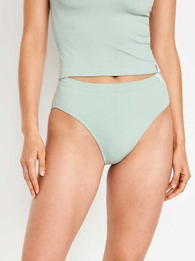 Old Navy High-Waisted French-Cut Seamless Rib-Knit Bikini Underwear Briny Water | XGU327564