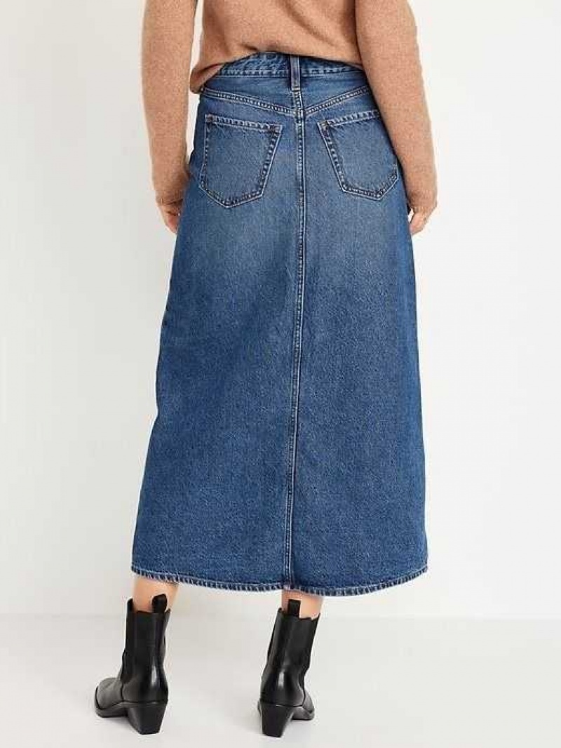 Old Navy High-Waisted Jean Midi Skirt Wash | OLG894621