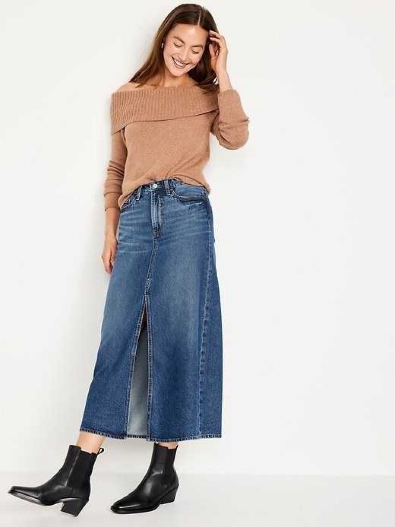 Old Navy High-Waisted Jean Midi Skirt Wash | OLG894621