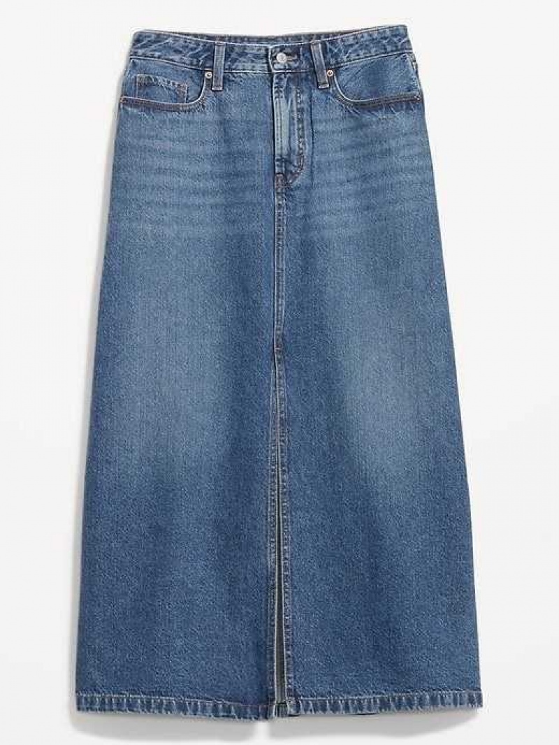 Old Navy High-Waisted Jean Midi Skirt Wash | OLG894621