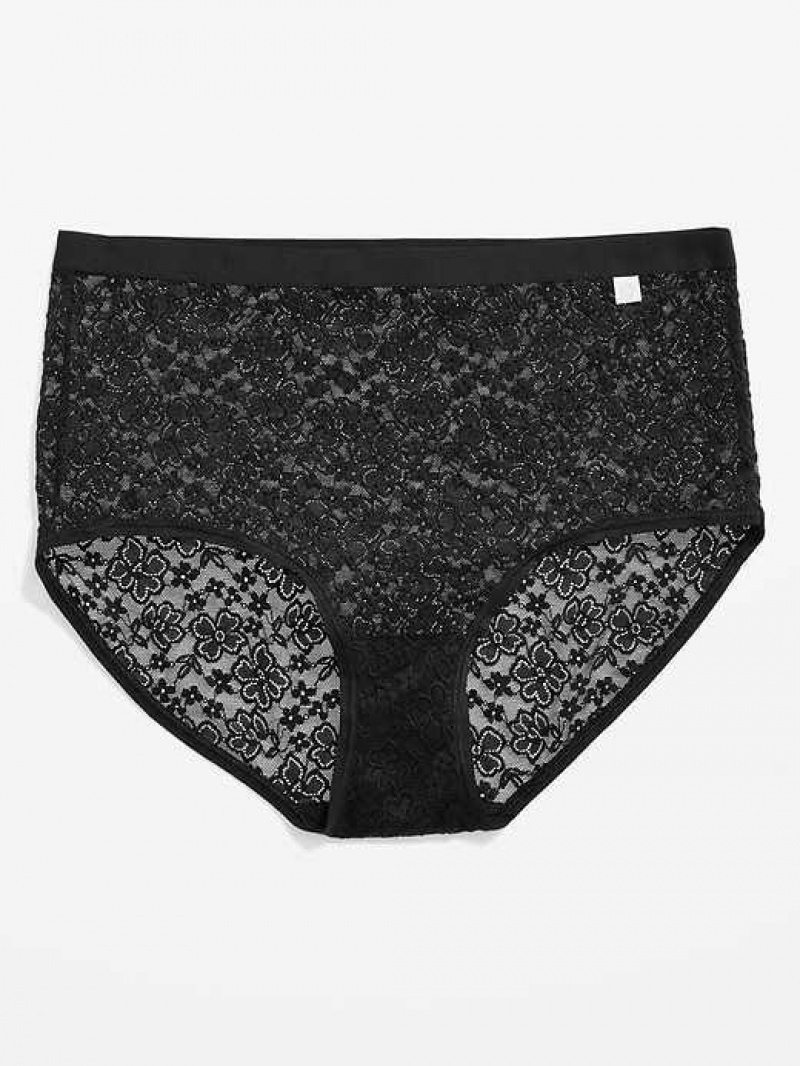 Old Navy High-Waisted Lace Bikini Underwear Black | UYI948102