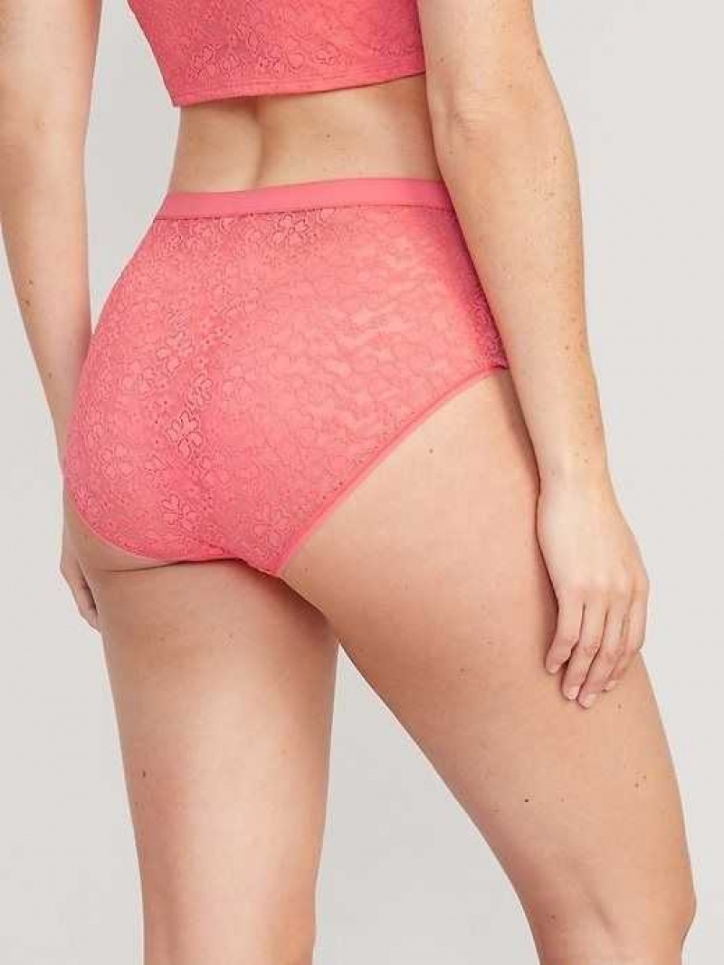 Old Navy High-Waisted Lace Bikini Underwear Coral | PFS492675