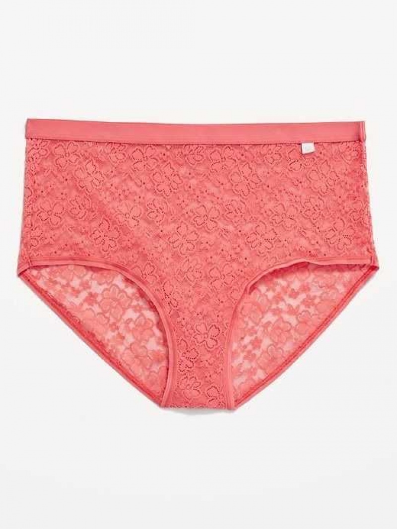 Old Navy High-Waisted Lace Bikini Underwear Coral | PFS492675