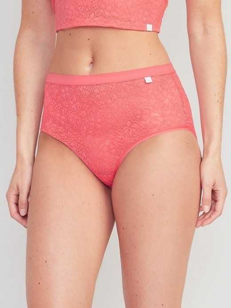 Old Navy High-Waisted Lace Bikini Underwear Coral | PFS492675