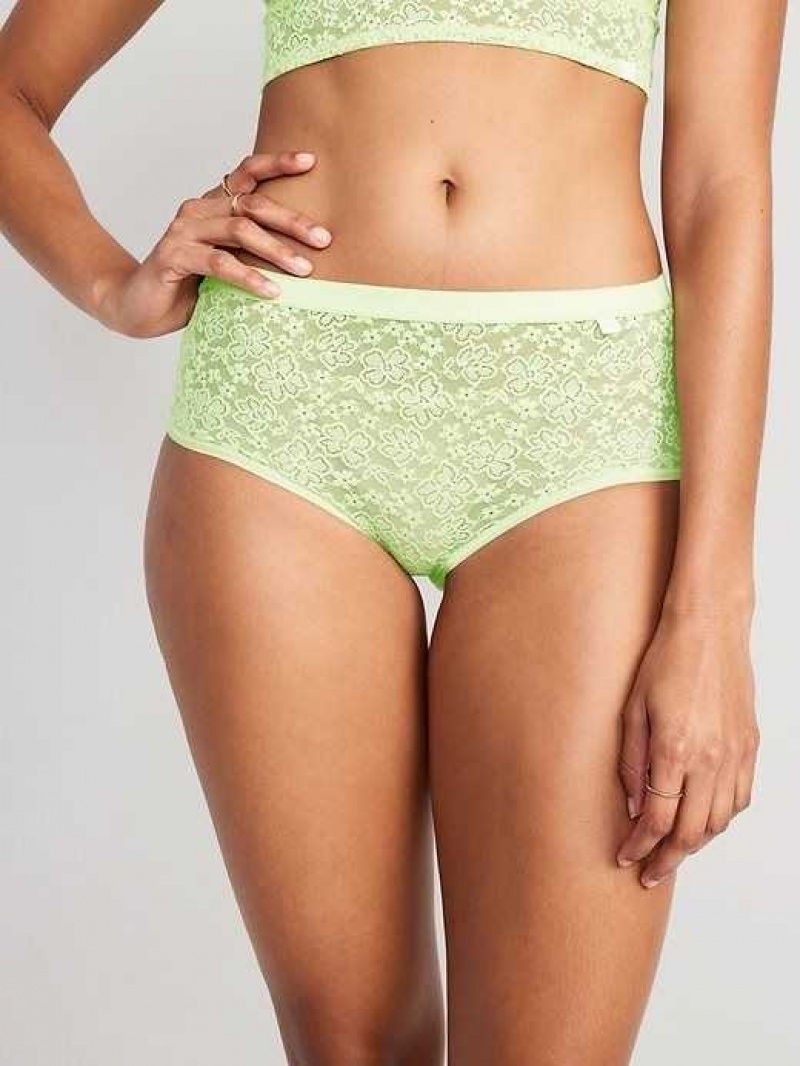 Old Navy High-Waisted Lace Bikini Underwear Soft Limon | ITD492837