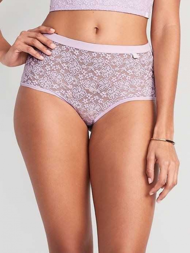 Old Navy High-Waisted Lace Bikini Underwear Lavender | WSO137068