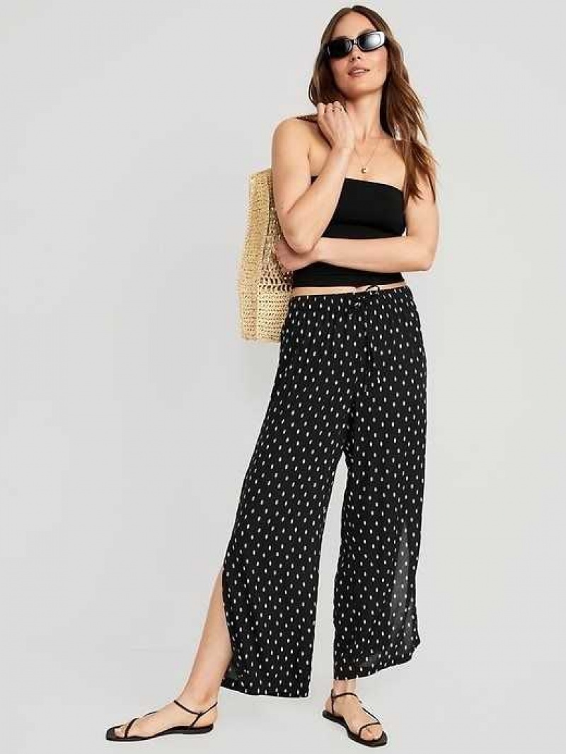 Old Navy High-Waisted Lightweight Wide-Leg Cover-Up Pants Black | YOI629548