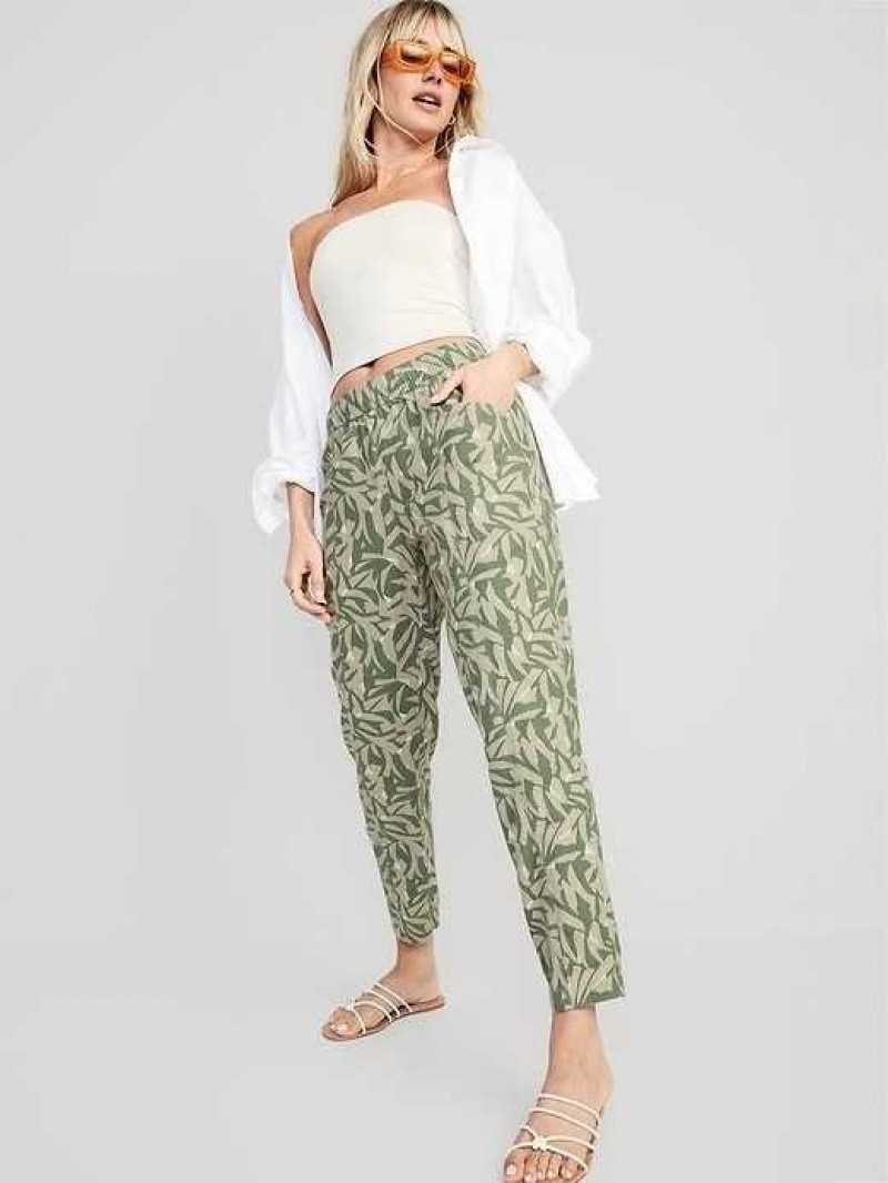 Old Navy High-Waisted Linen-Blend Cropped Taper Pants Green | KGD843671