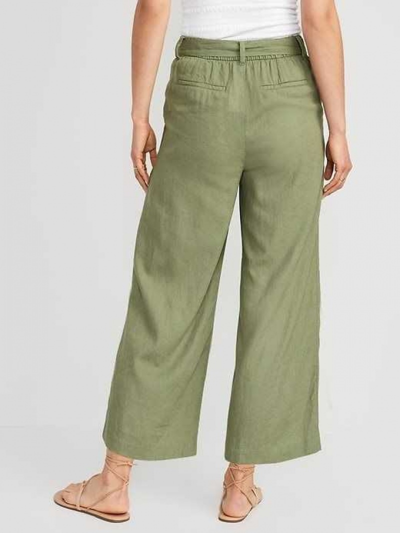 Old Navy High-Waisted Linen-Blend Cropped Wide-Leg Pants Bare Ground | DEO165723