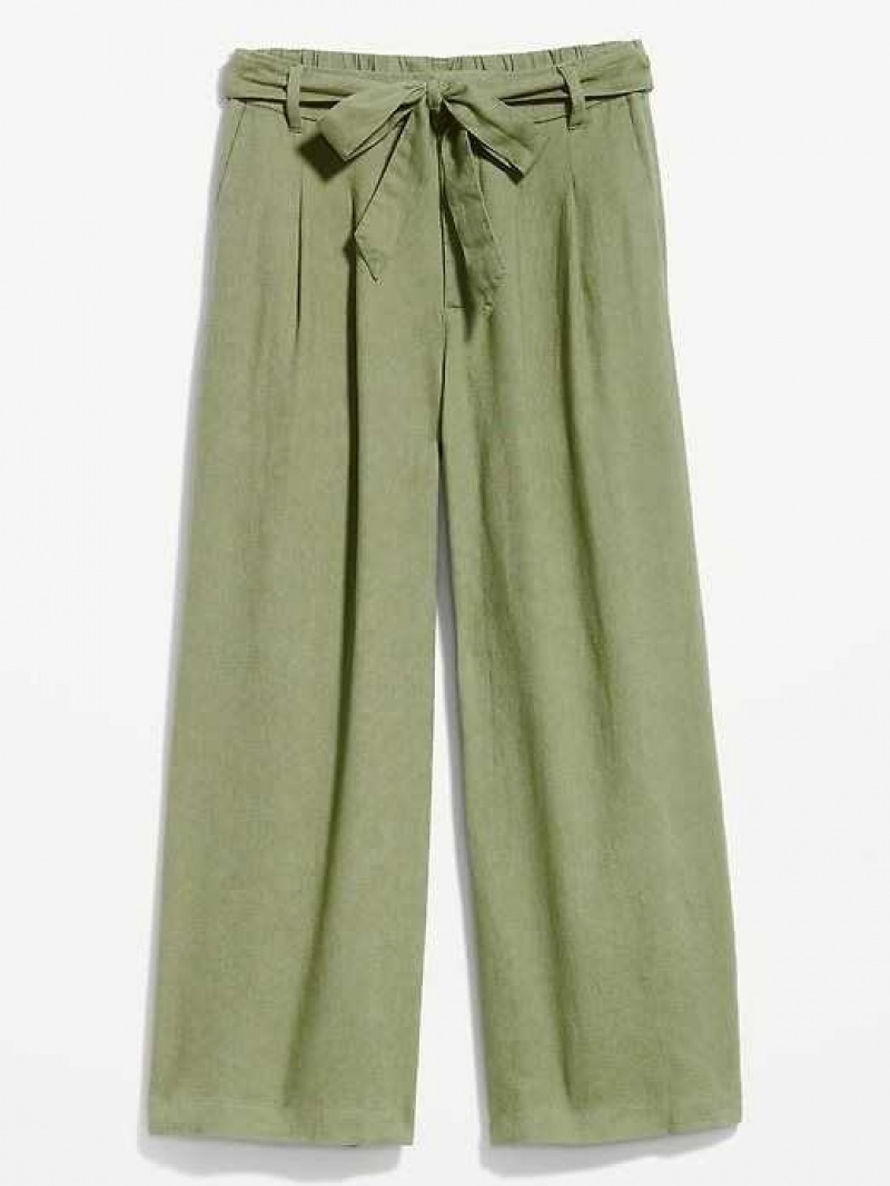 Old Navy High-Waisted Linen-Blend Cropped Wide-Leg Pants Bare Ground | DEO165723