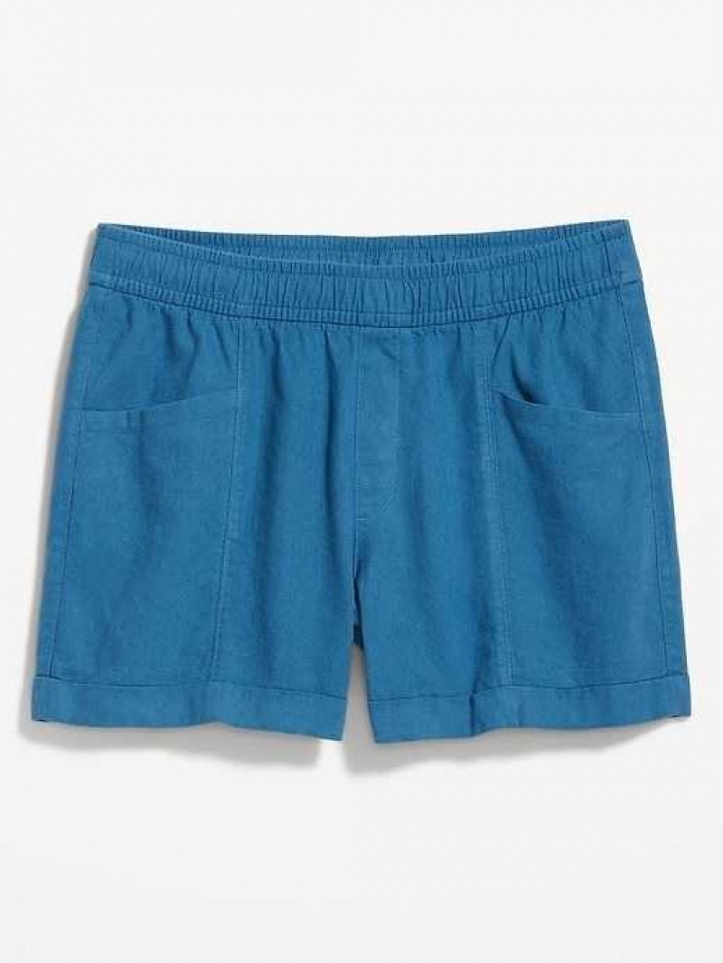 Old Navy High-Waisted Linen-Blend Utility Shorts Blue | YRK857462