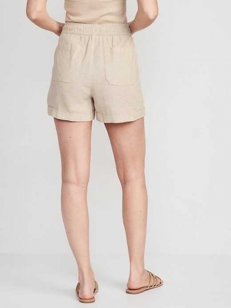 Old Navy High-Waisted Linen-Blend Utility Shorts Beige | JSC813750