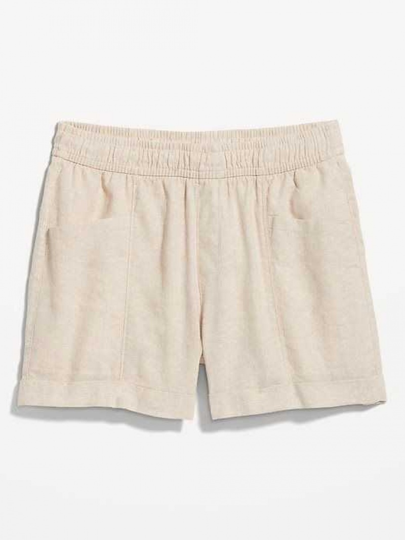 Old Navy High-Waisted Linen-Blend Utility Shorts Beige | JSC813750