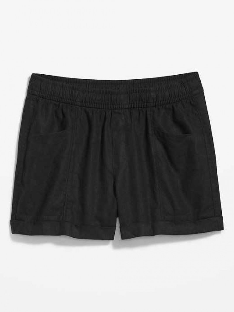 Old Navy High-Waisted Linen-Blend Utility Shorts Black | GWZ724105