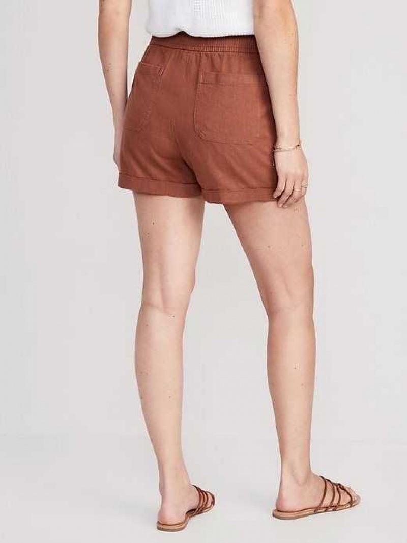 Old Navy High-Waisted Linen-Blend Utility Shorts Maplewood | WDT379102