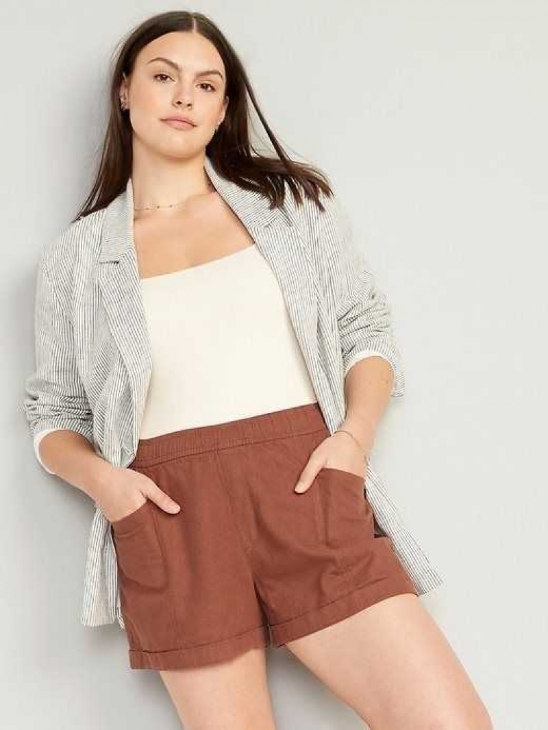 Old Navy High-Waisted Linen-Blend Utility Shorts Maplewood | WDT379102