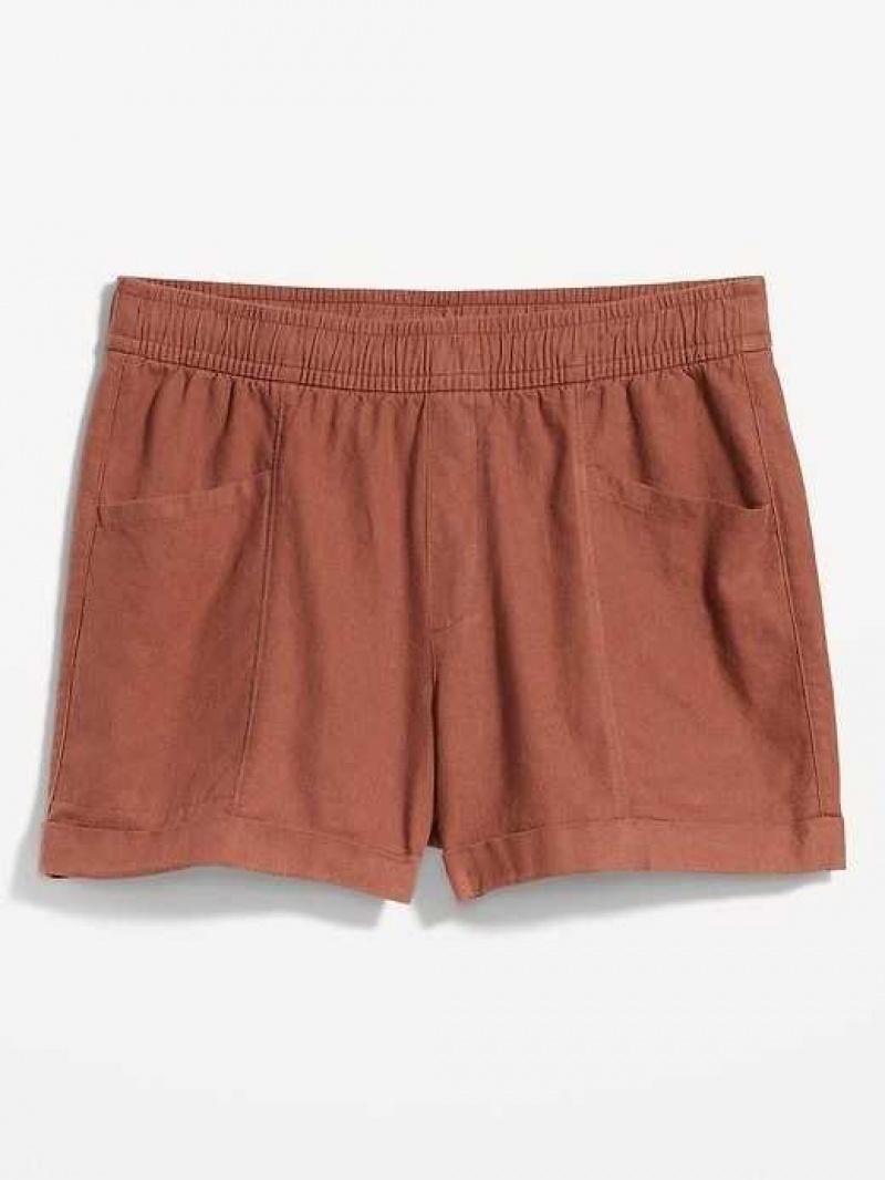 Old Navy High-Waisted Linen-Blend Utility Shorts Maplewood | WDT379102