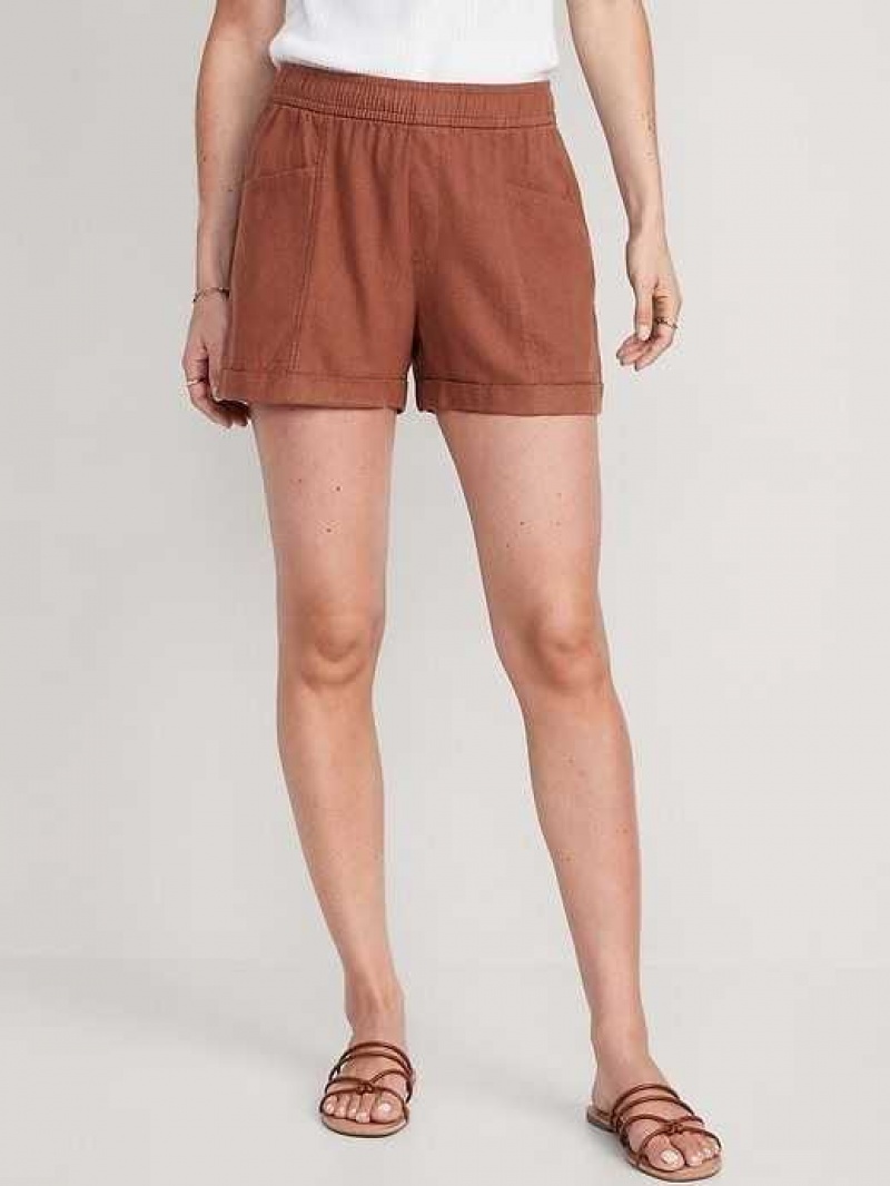 Old Navy High-Waisted Linen-Blend Utility Shorts Maplewood | WDT379102