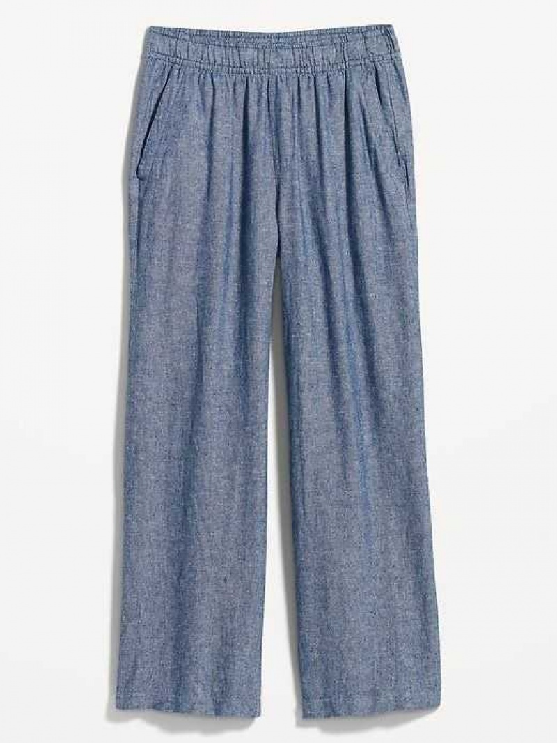 Old Navy High-Waisted Linen-Blend Wide-Leg Pants Blue | EAK309687