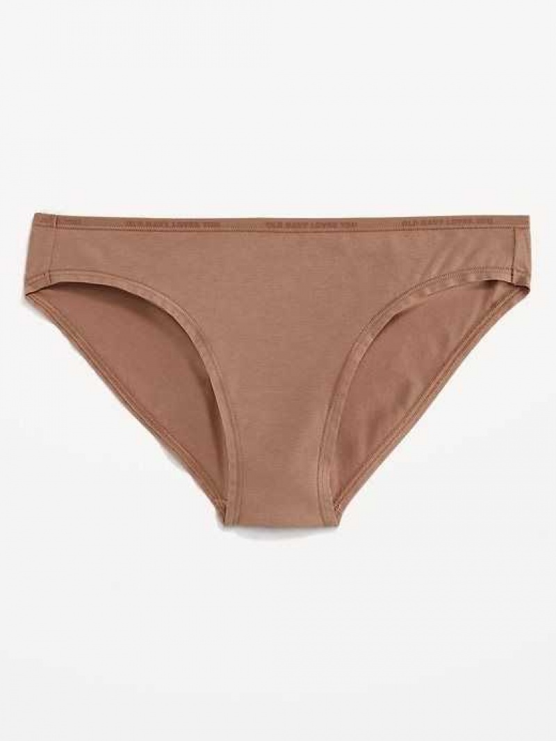 Old Navy High-Waisted Logo Graphic Bikini Underwear Cocoa Fawn | ZJV493608