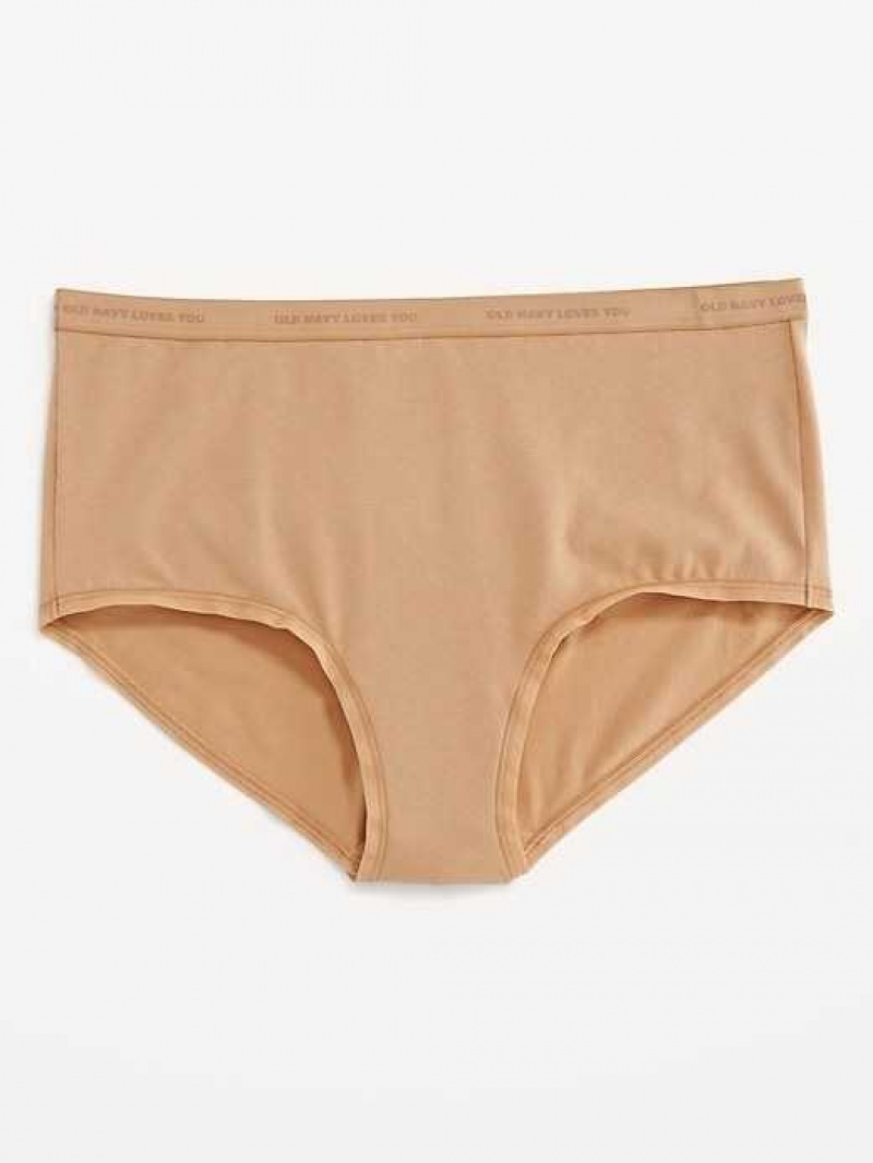 Old Navy High-Waisted Logo Graphic Bikini Underwear Brown | MGJ318762