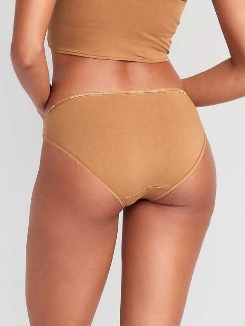 Old Navy High-Waisted Logo Graphic Bikini Underwear Beige | HIL537290