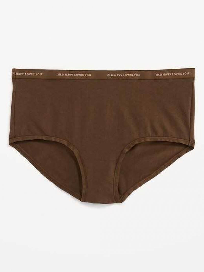 Old Navy High-Waisted Logo Graphic Bikini Underwear Dark Walnut | VZO084136