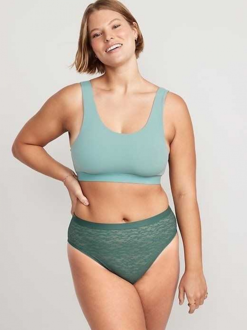 Old Navy High-Waisted Mesh Bikini Underwear Forest Shade | LKM798056