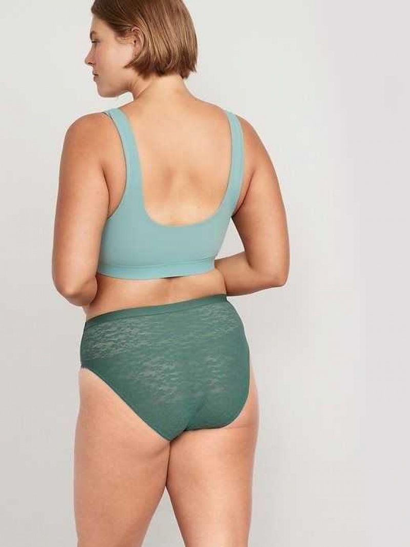 Old Navy High-Waisted Mesh Bikini Underwear Forest Shade | LKM798056