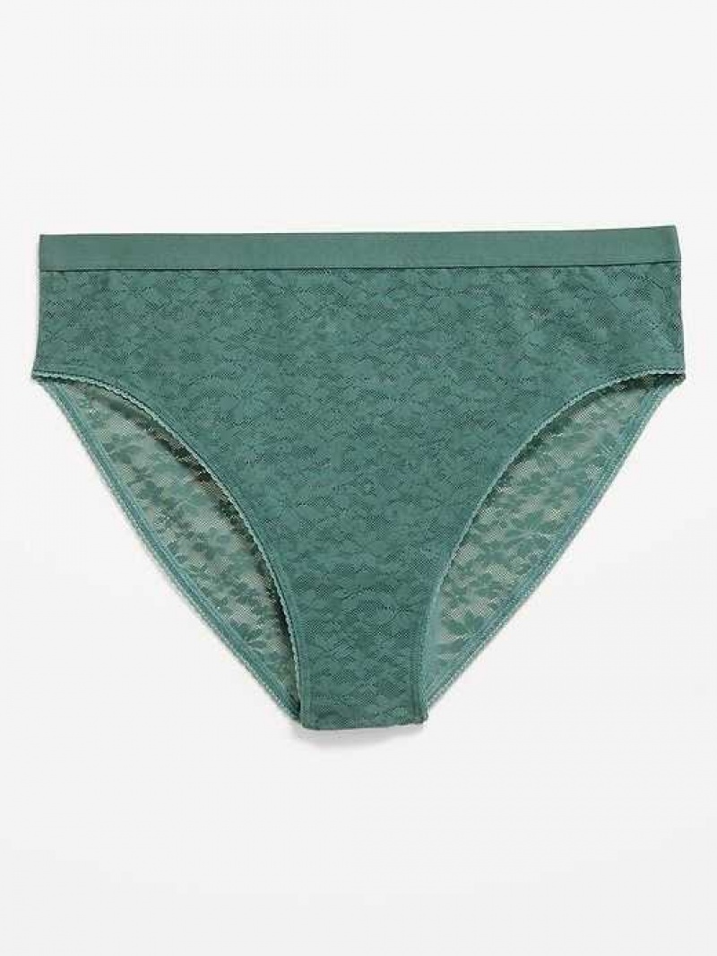 Old Navy High-Waisted Mesh Bikini Underwear Forest Shade | LKM798056