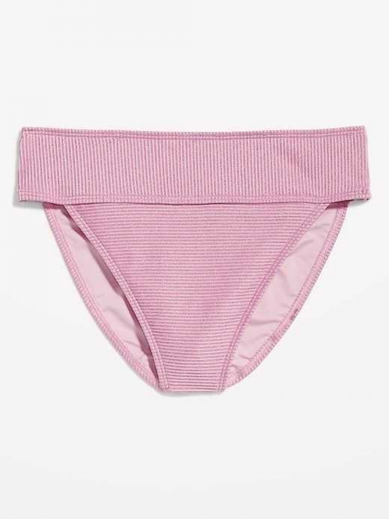 Old Navy High-Waisted Metallic Shine Bikini Swim Bottoms Purple | KCM379085