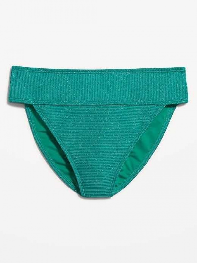 Old Navy High-Waisted Metallic Shine Bikini Swim Bottoms Green | GBJ765192