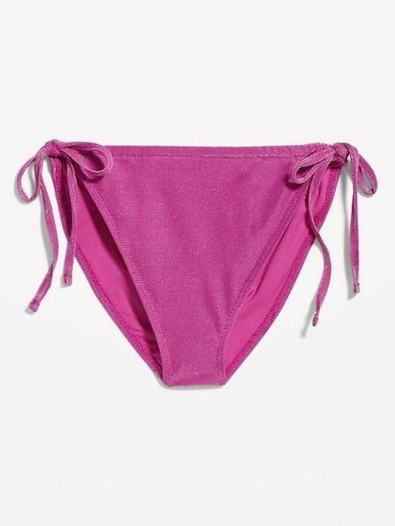 Old Navy High-Waisted Metallic Shine String Bikini Swim Bottoms Dragon Fruit | KFB839672