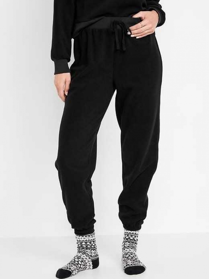 Old Navy High-Waisted Micro Fleece Pajama Jogger Pants Black | LSM159026