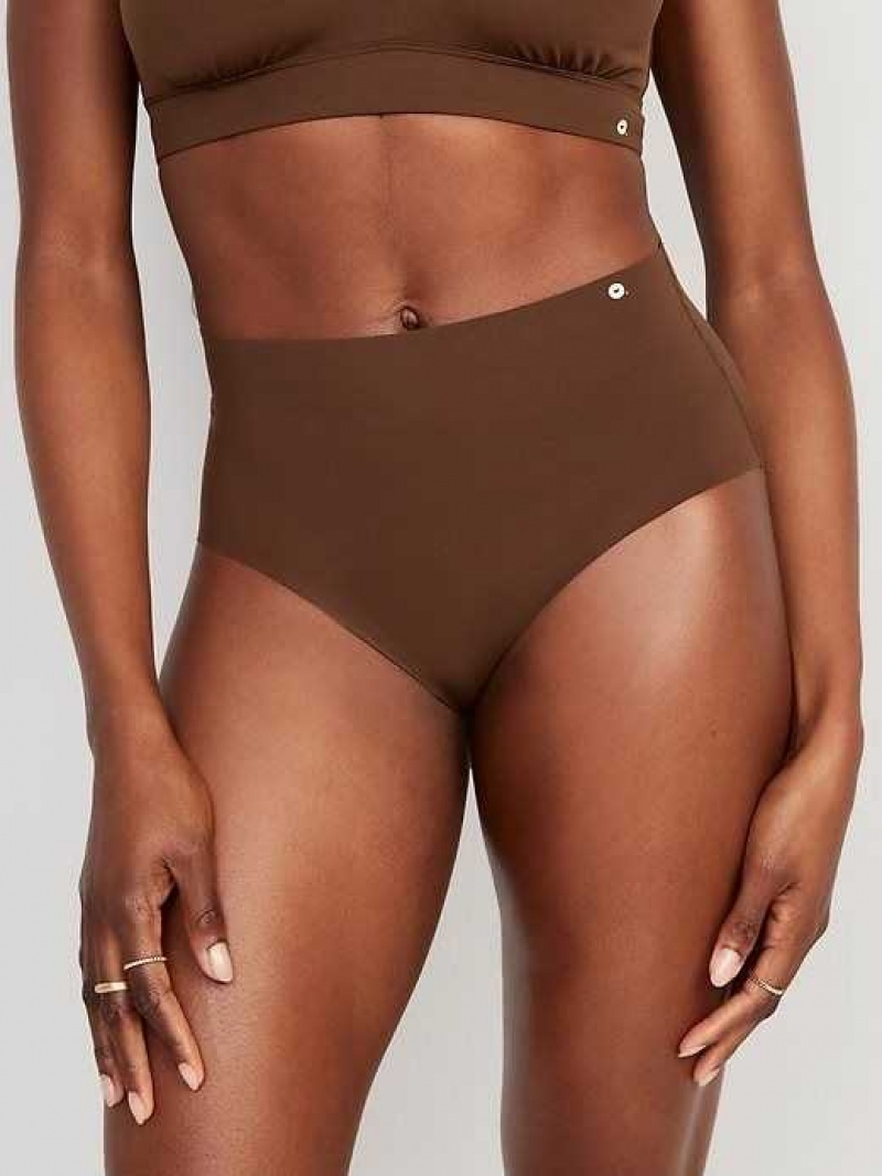 Old Navy High-Waisted No-Show Bikini Underwear Dark Walnut | ULD750462