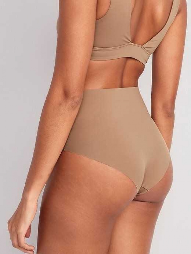 Old Navy High-Waisted No-Show Bikini Underwear Cocoa Fawn | DWJ301965