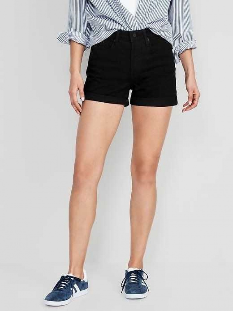 Old Navy High-Waisted OG Cuffed Black Jean Shorts Black | LMP765932