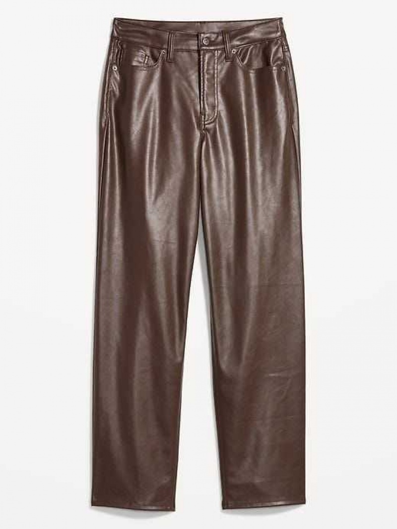 Old Navy High-Waisted OG Loose Faux-Leather Pants Brown | PSI194852